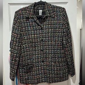 Sag Harbor Black Multicolor Tweed Blazer
